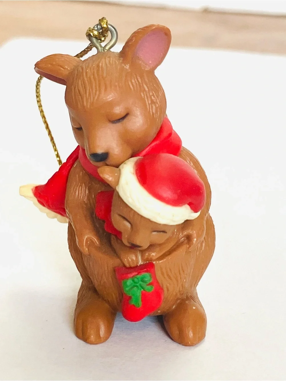 Avon 1983 Hoppy Holidays Mom & Baby Kangaroo Christmas Ornament